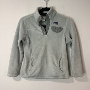 Patagonia Girls Re Tool Fleece Quarter Snap Pullover Sweatshirt Mint Medium